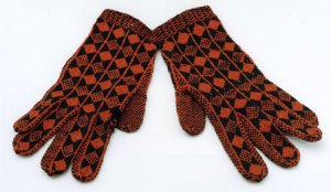Fine patterns on a pair of gloves in a Scottish collection